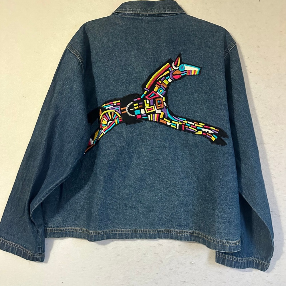 Vintage Ultimate Philadelphia Denim Jacket Embroidered Horse Blue Medium Wash M